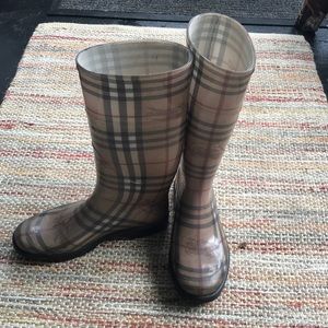 checkered Burberry rain boots